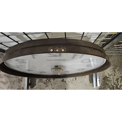 152 - A large National electric wall clock in a copper bezel, diameter 71cm. No shipping. Arrange collecti... 