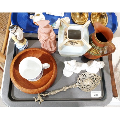 285 - A tray of antique and later ceramics including a Georgian Ridgway mug, height 6.5cm. No Shipping. Ar... 