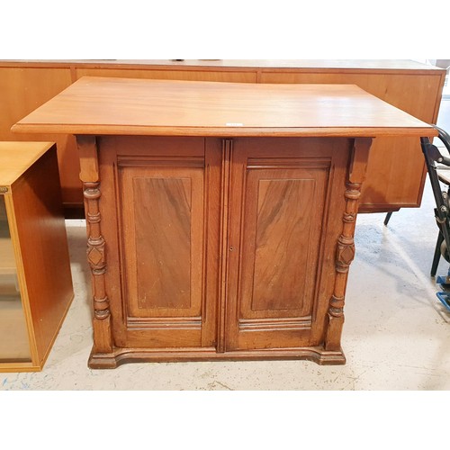 157 - An antique walnut cupboard with four internal drawers, top re-finished, 74x95x61cm. No Shipping. Arr... 