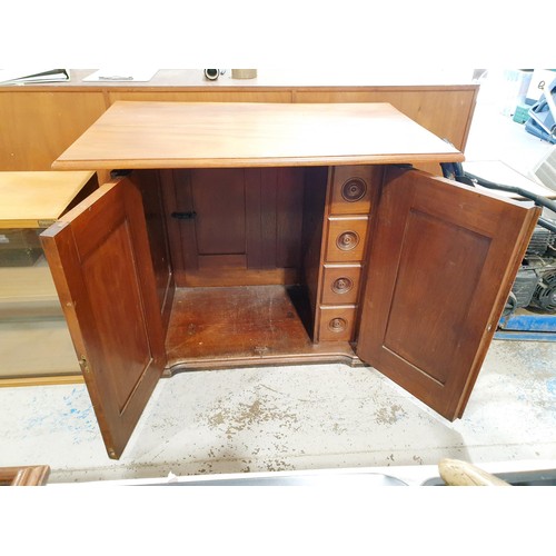 157 - An antique walnut cupboard with four internal drawers, top re-finished, 74x95x61cm. No Shipping. Arr... 