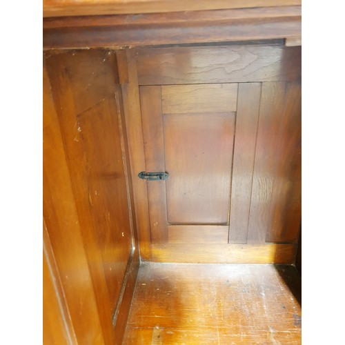 157 - An antique walnut cupboard with four internal drawers, top re-finished, 74x95x61cm. No Shipping. Arr... 