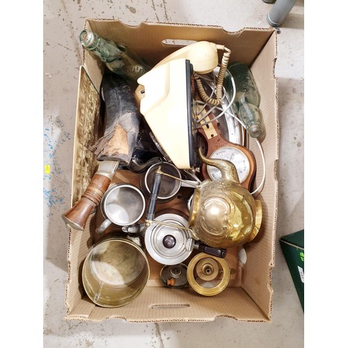 132 - A box of assorted including a large Kukri knife. No Shipping. Arrange collection or your own packer ... 