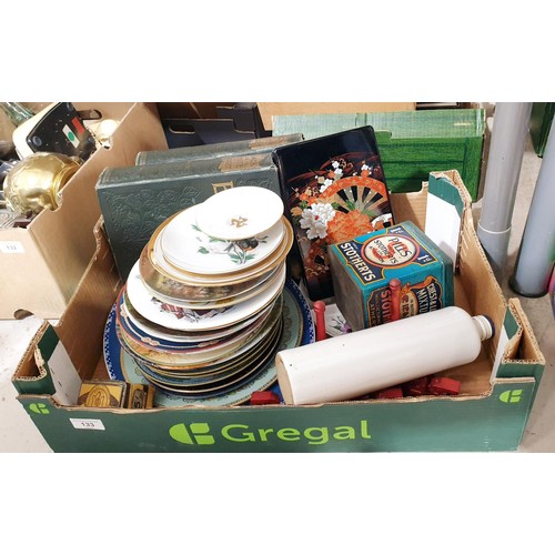 133 - A box of assorted including a Japanese lacquered box. No Shipping. Arrange collection or your own pa... 