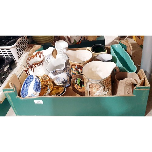 135 - A box of antique and later jugs. No Shipping. Arrange collection or your own packer and shipper, ple... 