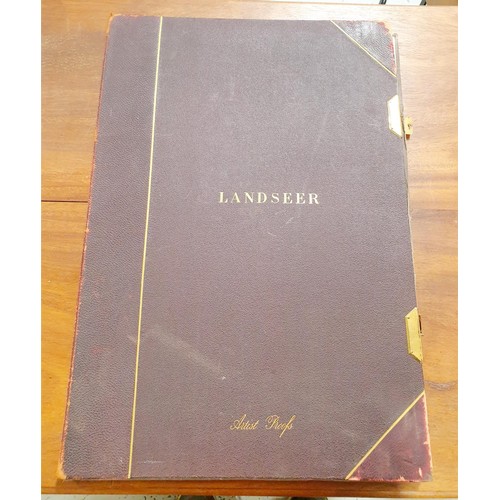 151 - An antique folio of Landseer artist's proof prints, one other folio and two antique books on Shakesp... 