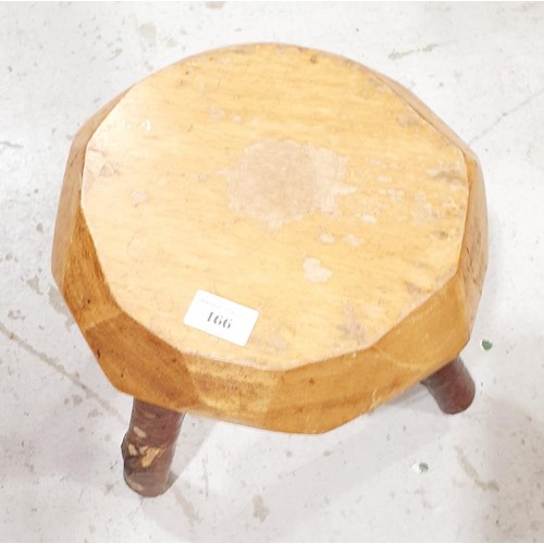166 - A rustic milking stool, height 26cm. No Shipping. Arrange collection or your own packer and shipper,... 