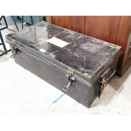 171 - A vintage tin trunk, width 72cm with army related paperwork. No Shipping. Arrange collection or your... 
