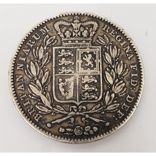 48 - Victoria: a silver crown 1845, VF. UK shipping £15, we combine lots for shipping. No shipping to the... 