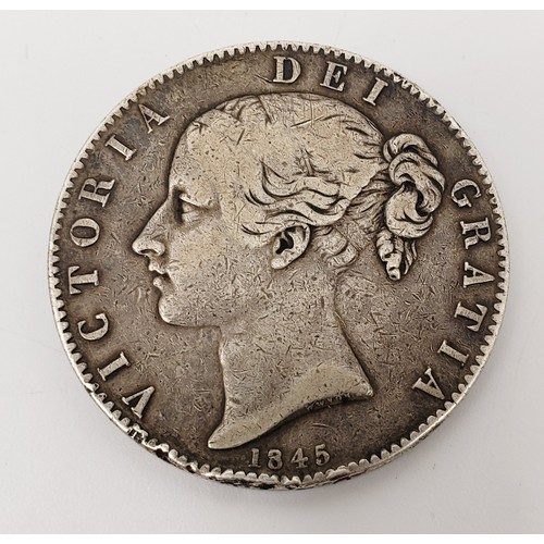 48 - Victoria: a silver crown 1845, VF. UK shipping £15, we combine lots for shipping. No shipping to the... 