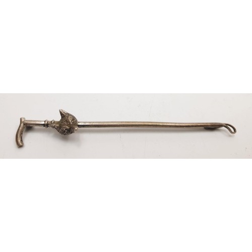 43 - A sterling silver brooch with a fox and riding crop motif, length 8.5cm together with a selection of... 