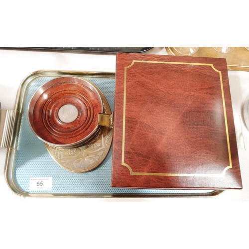 55 - A jewellery box and contents together with a Wall's branded champagne bottle coaster. In house shipp... 