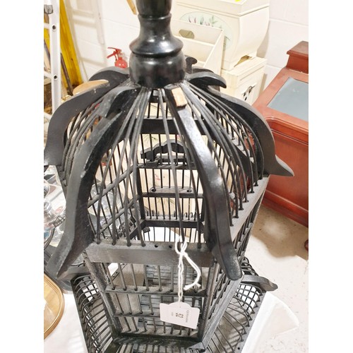 52 - A decorative wooden birdcage, A/F, height 55cm. No shipping. Arrange your own packer and shipper, pl... 