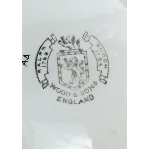 12 - Doulton Burslem willow patterned bowl and a Wood and Sons Quaker character jug