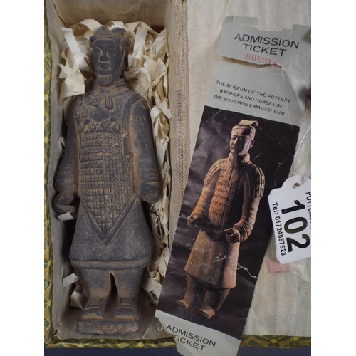 102 - Chinese Terracotta warrior with original box.