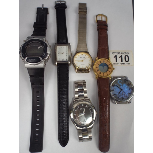 110 - Six Quartz gents watches needing batteries