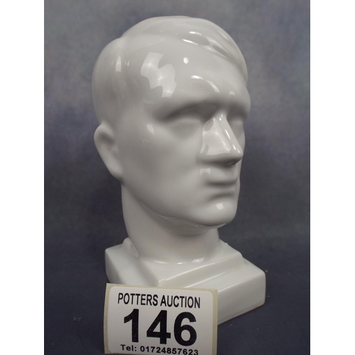 146 - Continental white porcelain bust of Adolph Hitler. 5 inches tall.