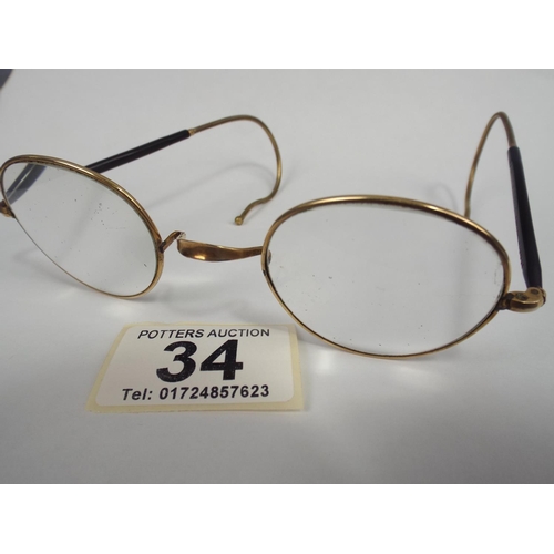 34 - Pair of Vintage Spectacles with 10ct gold frames