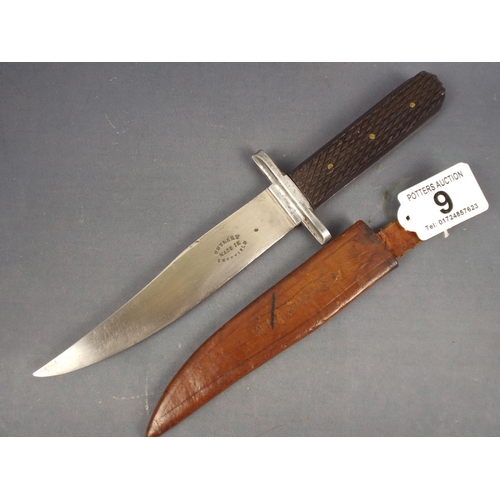 9 - Sheffield made knife with original leather scabbard