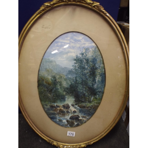 175 - William Widgery, 1822/1893. Victorian Watercolour , Oval gilt frame & mounted under glass