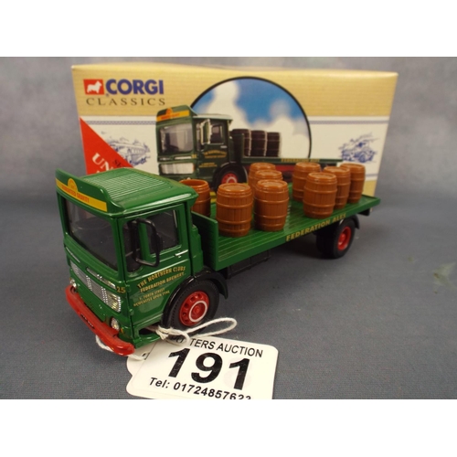 191 - Corgi Classics AEC Four wheel Truck with Barrels in Federation Brewery Livery. Original Box