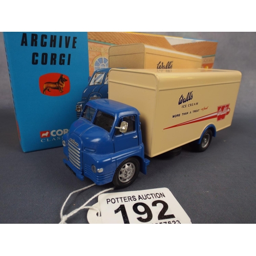 192 - Corgi Classics Bedford S type Box van in Walls Ice cream Livery. Original Box.