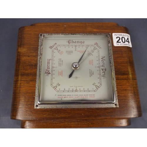 204 - Small oak cased wall barometer