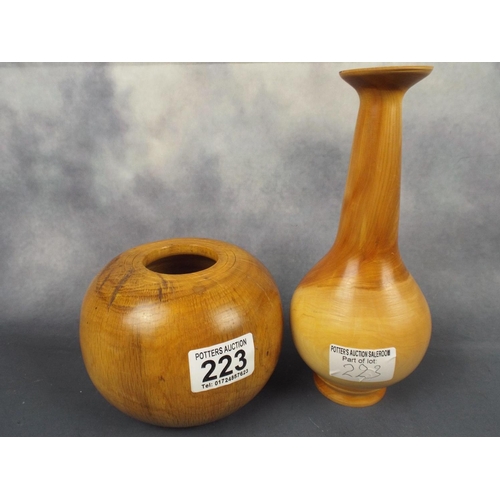 223 - Turned wooden bowl & vase.