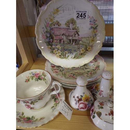 245 - Collection of pretty Royal Albert ceramics inc. tea cup, saucer, plates & cruets