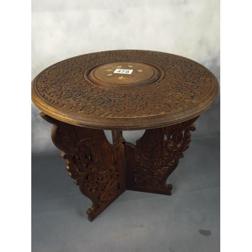 478 - Vintage Inlaid Carved small table