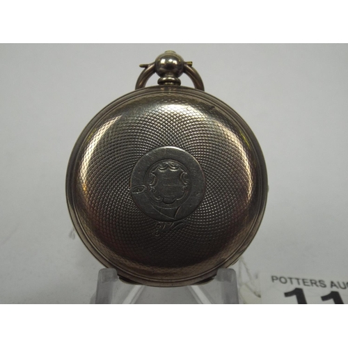 115 - Fine continental silver full hunter pocket watch with key in working order