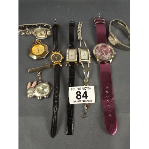 84 - Selection of ladies quartz watches requiring batteries