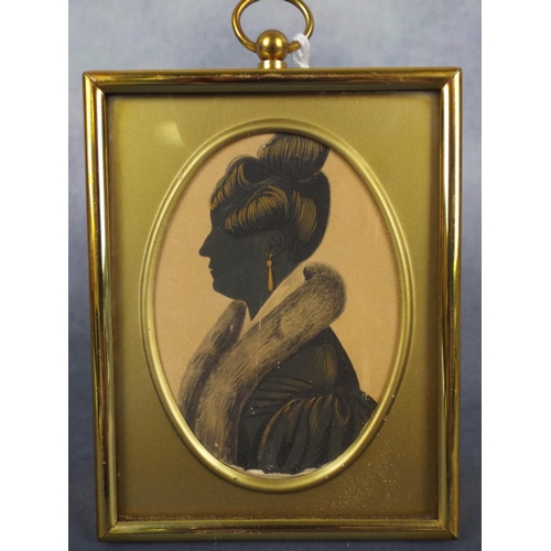 87 - Hand painted miniature of Victorian lady relating to the Holgate family in gilt frame