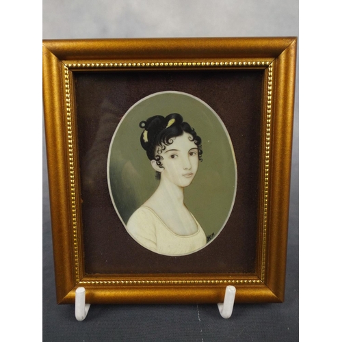 88 - small framed & mounted miniature of a Victorian lady relating to the Holgate family