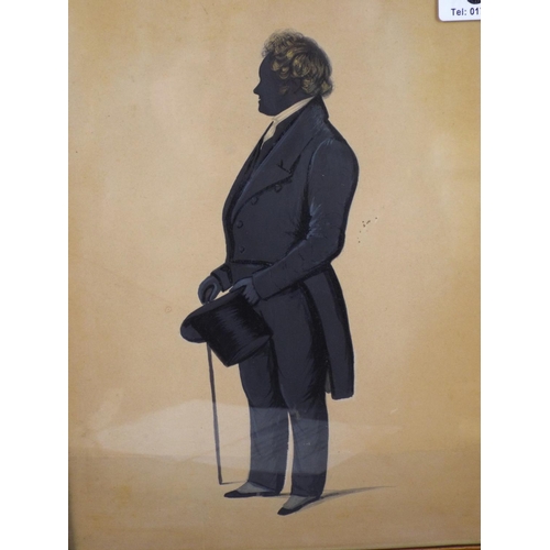 89 - Victorian Silhouette painting of Mr Charles Holgate in Maple frame 'Grand old man of lincolnshire'