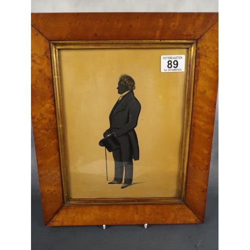 89 - Victorian Silhouette painting of Mr Charles Holgate in Maple frame 'Grand old man of lincolnshire'