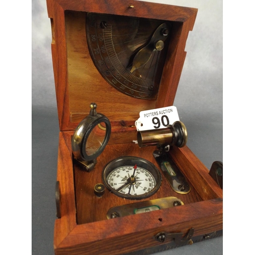 90 - Reproduction marine masters compas box with brass plate