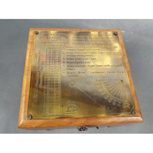 90 - Reproduction marine masters compas box with brass plate