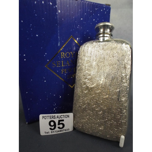 95 - Royal Selangor Pewter Hip flask, brand new in it's box