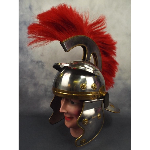 144 - Very well made replica roman helmet with plume