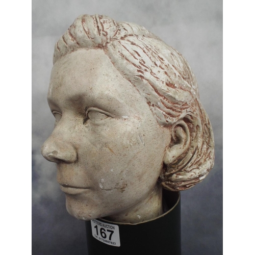 167 - Plaster Bust of a young woman. Signed and dated Jan Lubelski 1948 exhibited at the Glasgow RIFA 1948