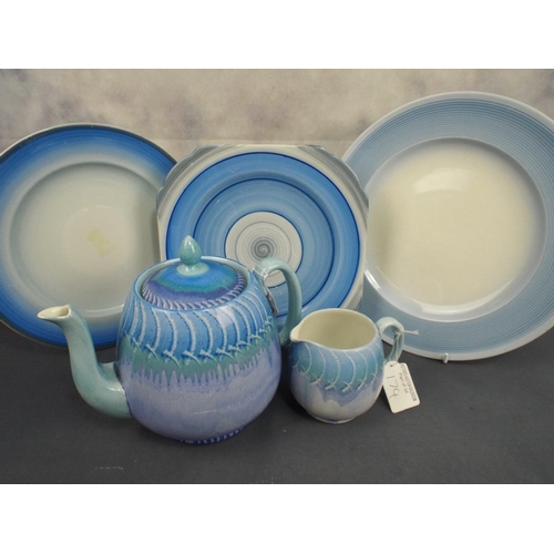 174 - Shelley Teapot & Milk Jug together with Three shelley rings & shades plates