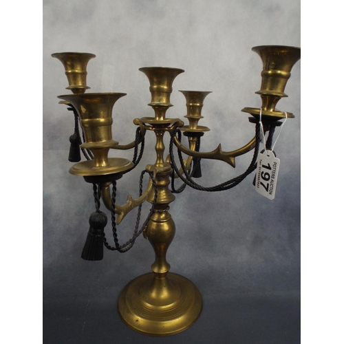 197 - Brass Four Branch folding chandelier