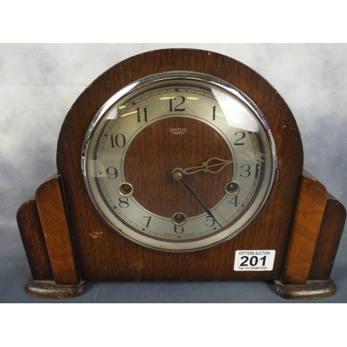 201 - Smiths Enfield Mantle clock with westminster chime, working order