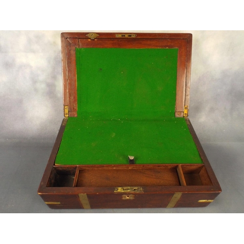 208 - Mid Victorian Mahogany writing slope. Brass bound with brass corner plates