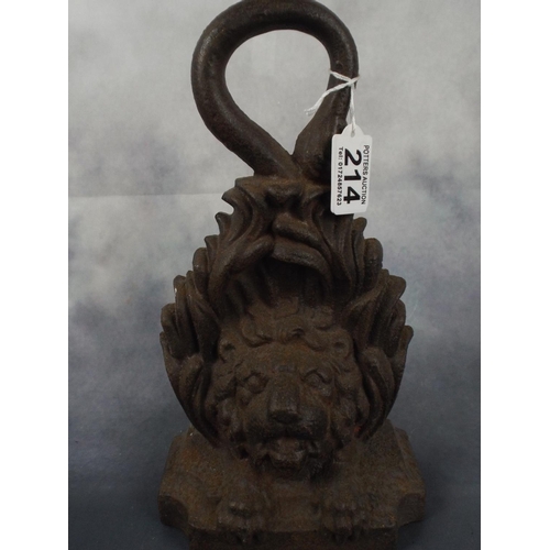 214 - Mid Victorian Cast Iron Doorstop as Lion with top loop