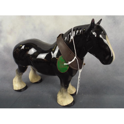 246 - Vintage melba ware shire horse with leather collar