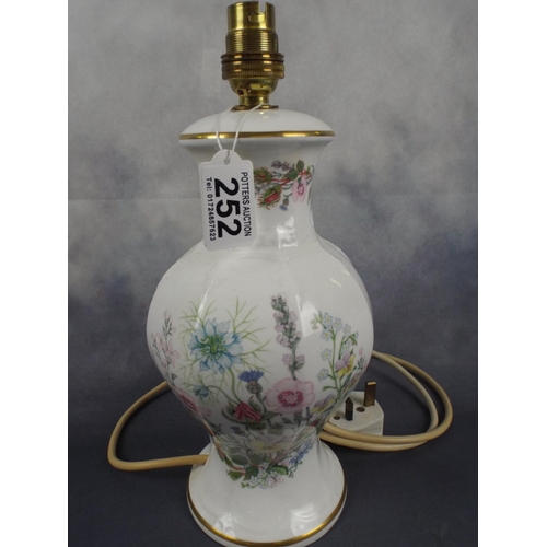 252 - Aynsley wild tudor pattern Table lamp with plug