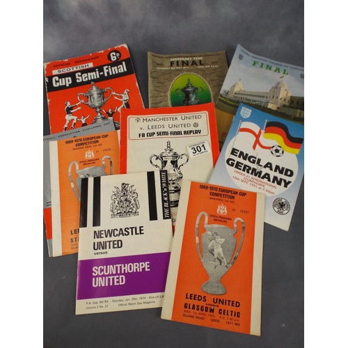 301 - Selection of Football programmes, International and European cup matches