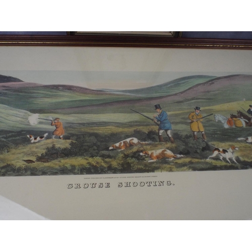 313 - Frame and mounted print of victorian grouse shooters along with actual framed watercolour of Shooter... 