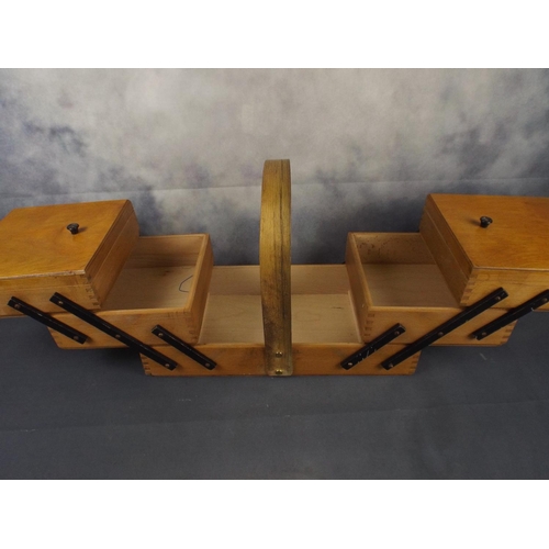 322 - Wooden cantilever sewing or work box